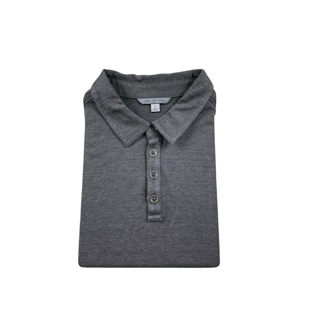 John Varvatos Collection Cotton Silk Gray Short Sleeve Polo Shirt Mens XL